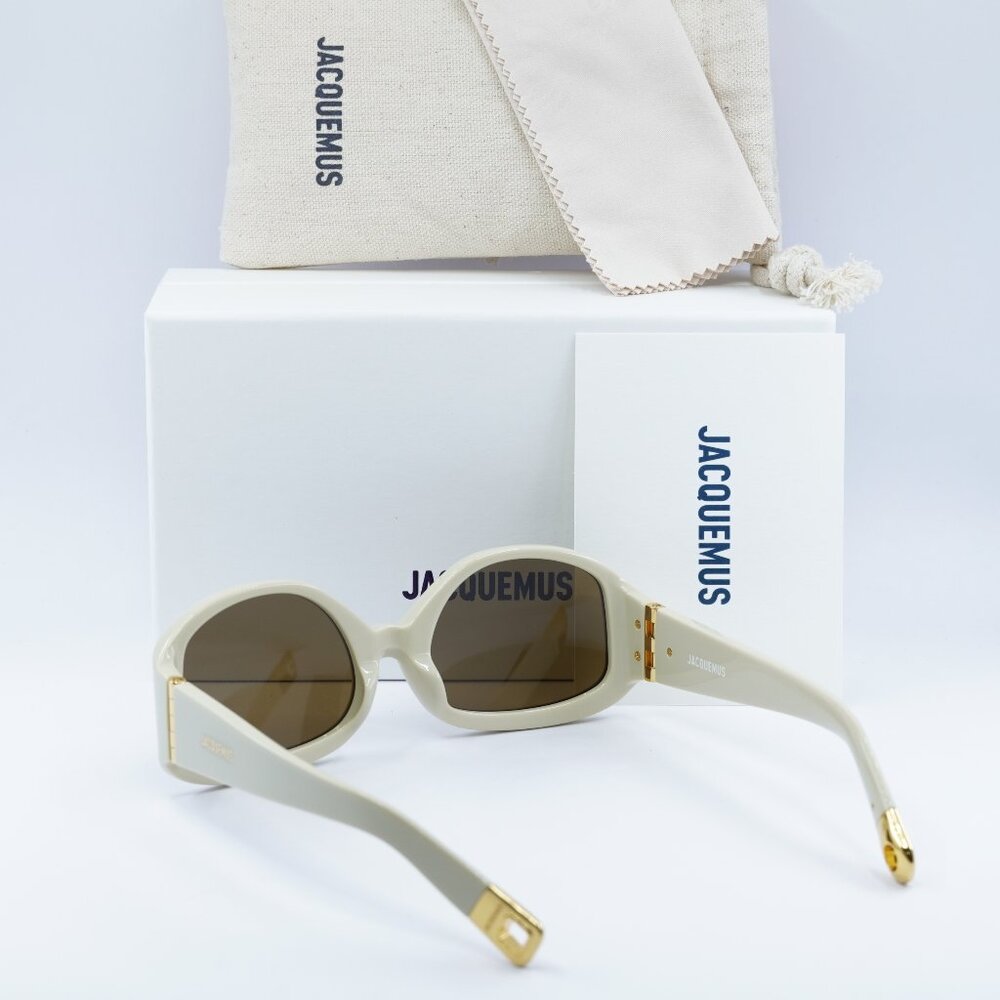 Jacquemus COLAPSO JAC/15 C3 Sunglasses Beige Geometric Frame, Brown Lenses - Picture 9 of 11